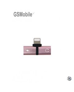 Adaptador para Auriculares & Carga iPhone Lightning Splitter Rosa